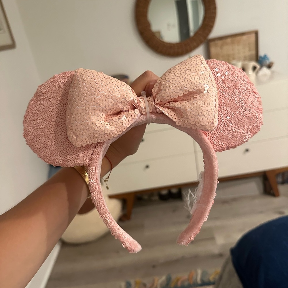Disney ears millennial pink sequin